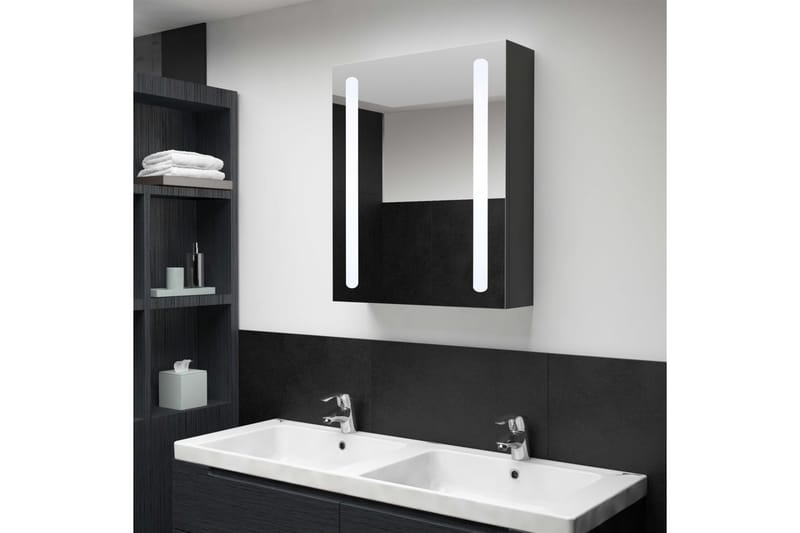 Spegelskåp med LED 50x13x70 cm - Grå - Spegelskåp