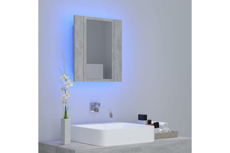 Spegelskåp med LED betonggrå 40x12x45 cm - Grå - Spegelskåp