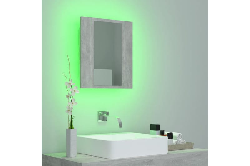Spegelskåp med LED betonggrå 40x12x45 cm - Grå - Spegelskåp
