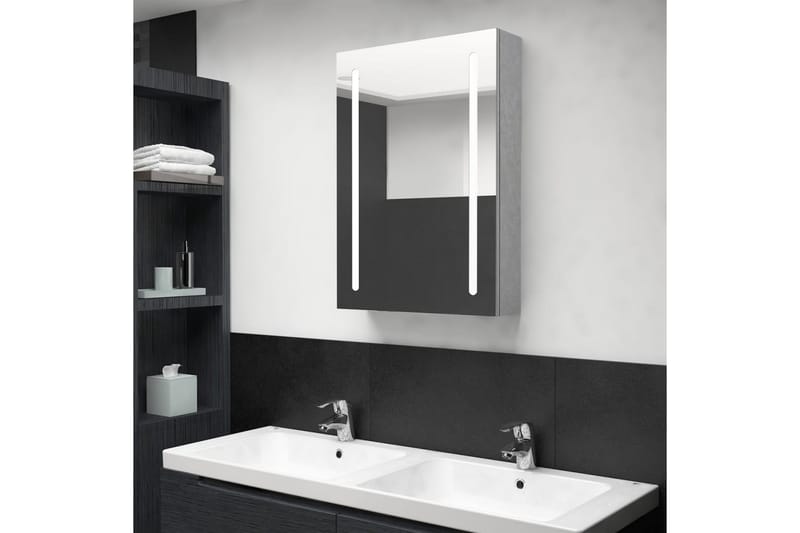 Spegelskåp med LED betonggrå 50x13x70 cm - Grå - Spegelskåp