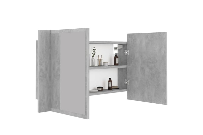 Spegelskåp med LED betonggrå 80x12x45 cm - Grå - Spegelskåp