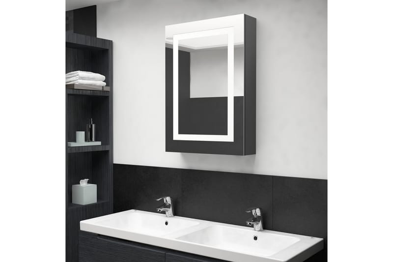 Spegelskåp med LED blank grå 50x13x70 cm - Grå - Spegelskåp