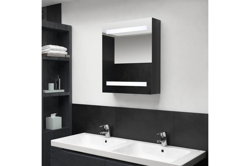 Spegelskåp med LED blank svart 50x14x60 cm - Svart - Spegelskåp