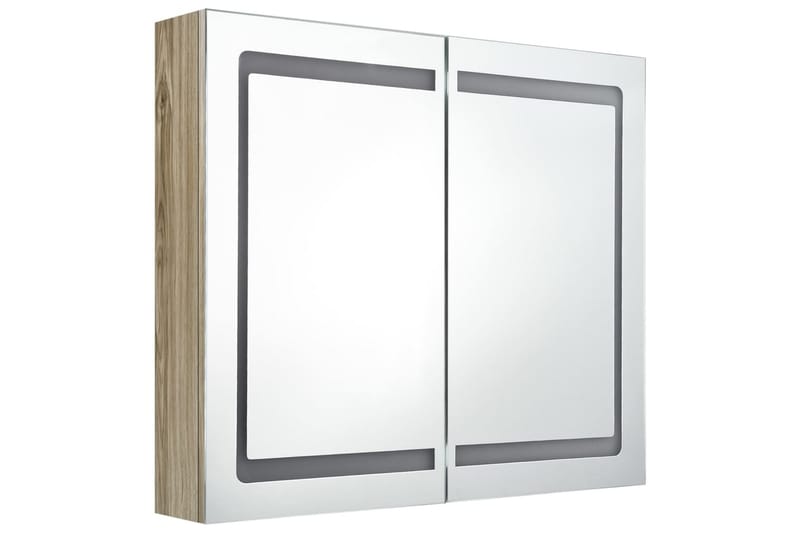 Spegelskåp med LED ek 80x12x68 cm - Brun - Spegelskåp