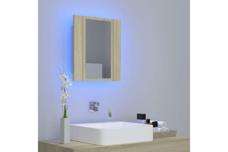 Spegelskåp med LED sonoma-ek 40x12x45 cm - Brun - Spegelskåp
