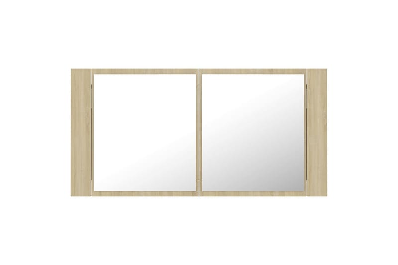 Spegelskåp med LED sonoma-ek 90x12x45 cm - Brun - Spegelskåp