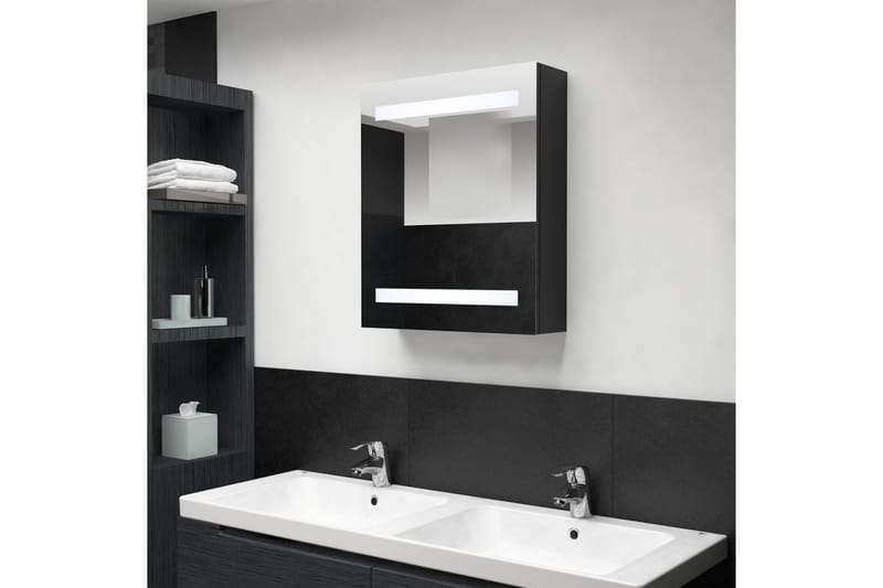 Spegelskåp med LED svart 50x14x60 cm - Svart - Spegelskåp