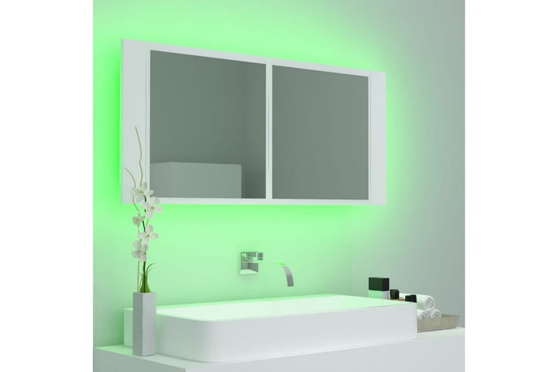 Spegelskåp med LED vit 100x12x45 cm - Vit - Spegelskåp