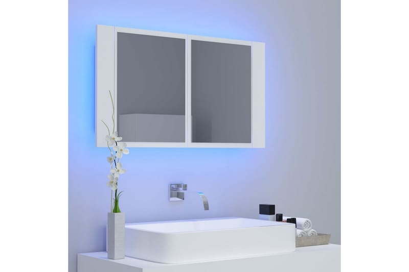 Spegelskåp med LED vit 80x12x45 cm - Vit - Spegelskåp