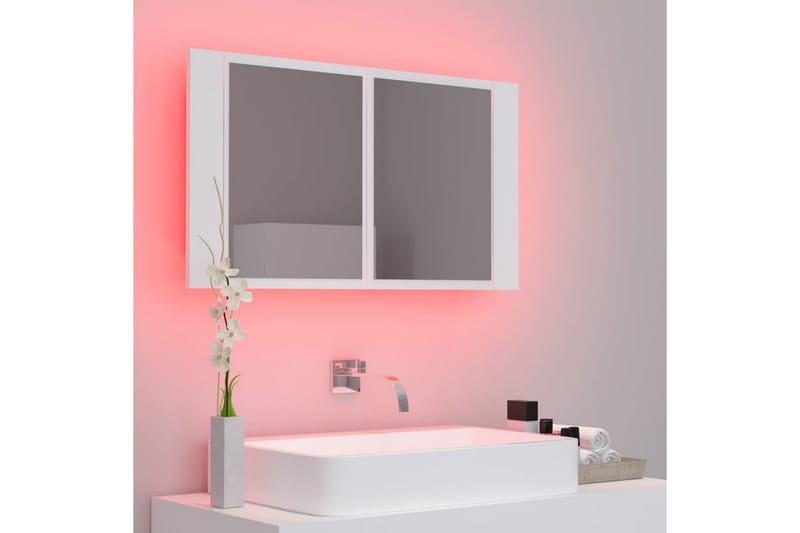 Spegelskåp med LED vit 80x12x45 cm - Vit - Spegelskåp