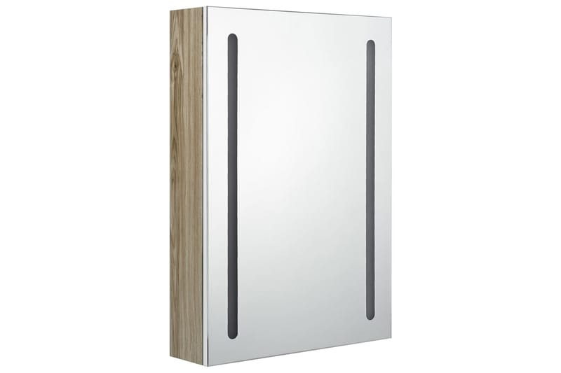 Spegelskåp med LED vit och ek 50x13x70 cm - Vit - Spegelskåp