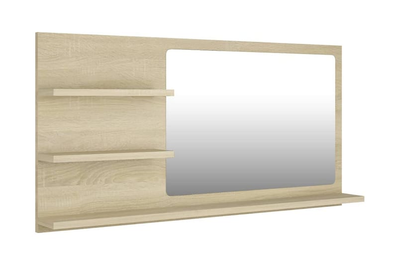 Spegelskåp sonoma-ek 90x10,5x45 cm spånskiva - Brun - Spegelskåp