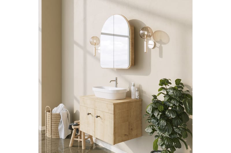Väggskåp med Spegel Duigen 45 cm - Beige - Förvaring - Badrumsförvaring - Spegelskåp
