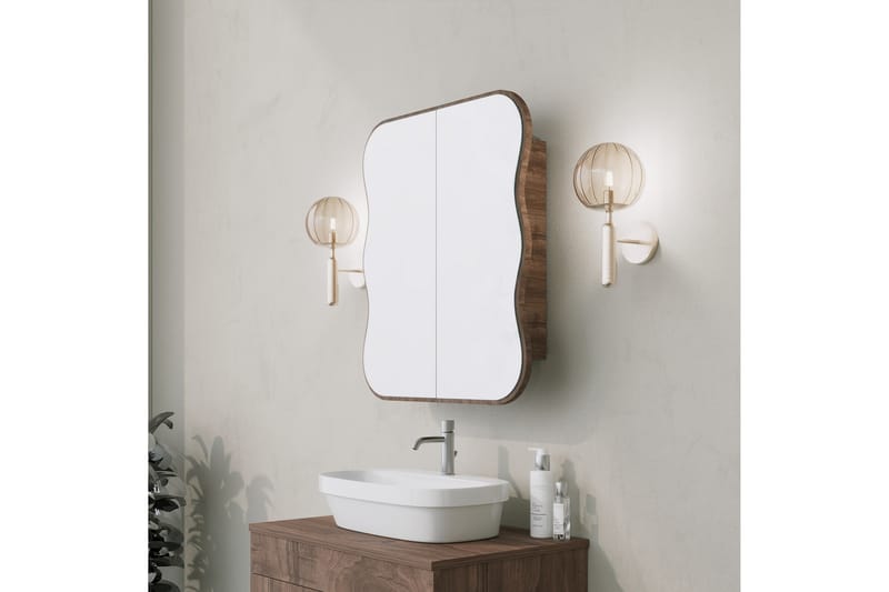 Väggskåp med Spegel Najmin 45 cm - Valnöt - Spegelskåp