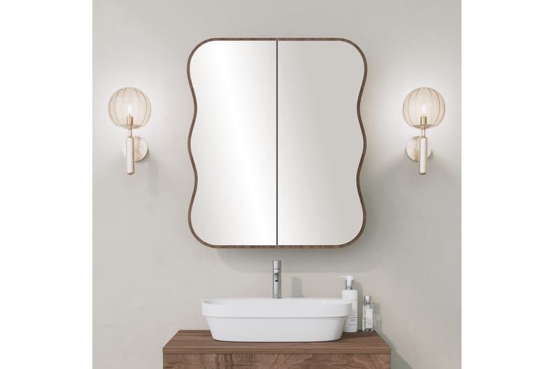 Väggskåp med Spegel Najmin 45 cm - Valnöt - Spegelskåp