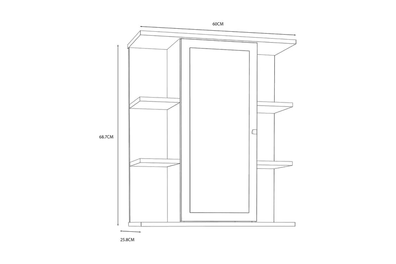 Väggskåp Samkov 26x60 cm - Vit - Förvaring - Badrumsförvaring - Spegelskåp