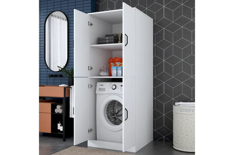 Tvättmaskinsskåp Ostwerwaltia Vit - Vit - Förvaring - Badrumsförvaring - Väggskåp & högskåp