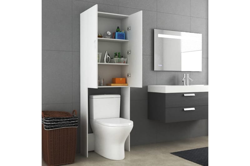 Tvättmaskinsskåp vit 64x25,5x190 cm - Vit - Väggskåp & högskåp - Badrumsskåp