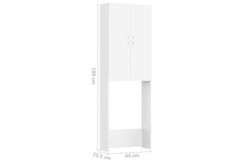 Tvättmaskinsskåp vit 64x25,5x190 cm - Vit - Väggskåp & högskåp - Badrumsskåp