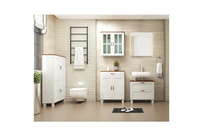 Tvättställsskåp Alby 1 låda, Vit/Honung - 1 låda, Vit/Honung - Förvaring - Badrumsförvaring - Väggskåp & högskåp