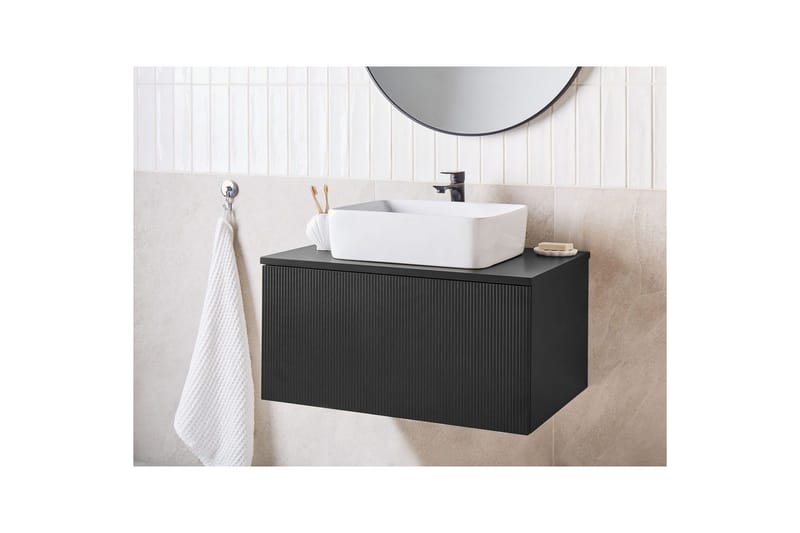 Tvättställsskåp Alzira Svart, 80x52x40 cm - Svart, 80x52x40 cm - Förvaring - Badrumsförvaring - Väggskåp & högskåp