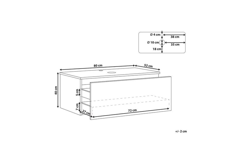 Tvättställsskåp Alzira Vit, 80x52x40 cm - Vit, 80x52x40 cm - Förvaring - Badrumsförvaring - Väggskåp & högskåp
