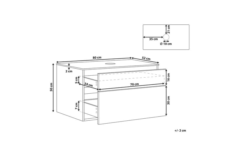 Tvättställsskåp Bexti 80x52x50 cm - 80x52x50 cm - Förvaring - Badrumsförvaring - Väggskåp & högskåp