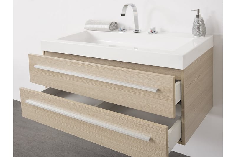 Badrumsmöbler Barcelona 47|100 cm - Beige - Förvaring - Badrumsförvaring - Tvättställsskåp & kommod