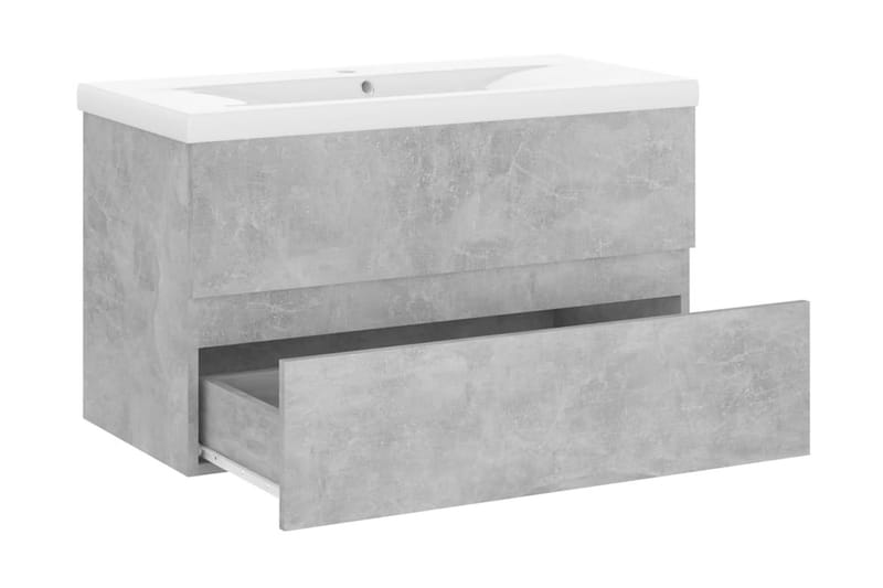 Badrumsskåp med inbyggt handfat betonggrå spånskiva - Grå - Tvättställsskåp & kommod
