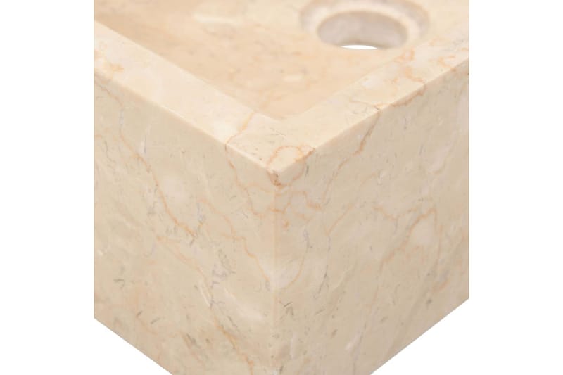 Badrumsunderskåp massiv teak med handfat marmor gräddvit - Brun - Tvättställsskåp & kommod