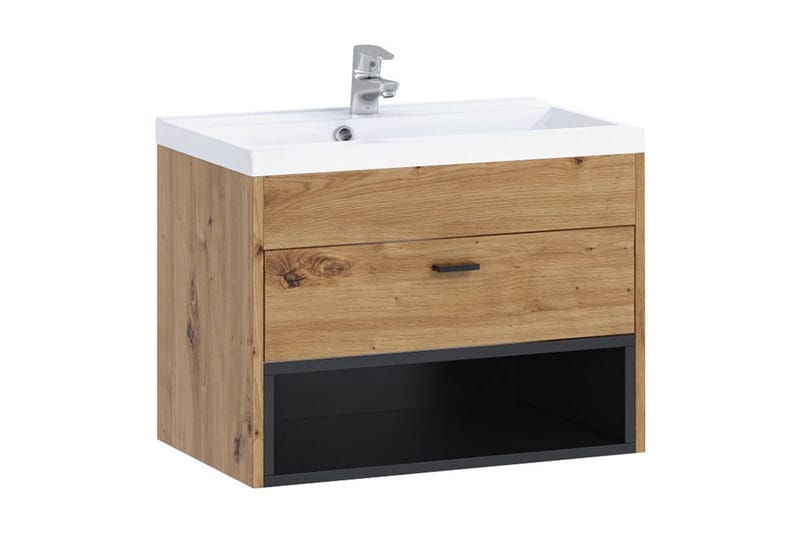 Ekomi Tvättställskåp LED-belysning, Svart