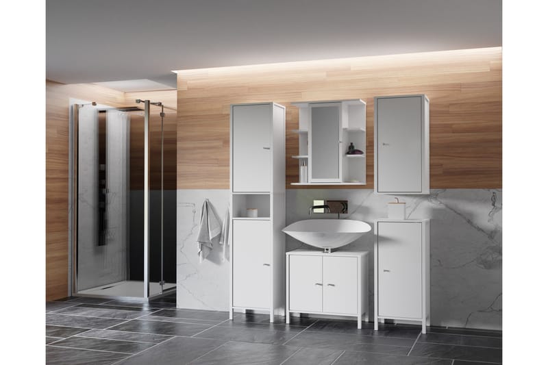 Elsassona Tvättställsskåp 35x64 cm 2 Lådor - Vit - Förvaring - Badrumsförvaring - Tvättställsskåp & kommod