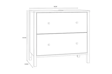 Elsassona Tvättställsskåp 35x64 cm 2 Lådor - Vit - Förvaring - Badrumsförvaring - Tvättställsskåp & kommod