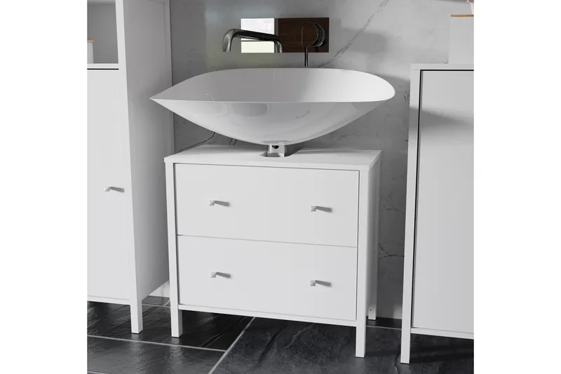 Elsassona Tvättställsskåp 35x64 cm 2 Lådor - Vit - Förvaring - Badrumsförvaring - Tvättställsskåp & kommod