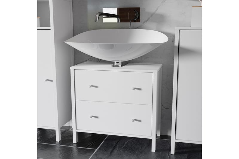 Elsassona Tvättställsskåp 35x64 cm 2 Lådor - Vit - Förvaring - Badrumsförvaring - Tvättställsskåp & kommod