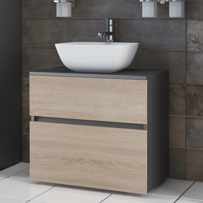 Hudnall Tvättställsskåp 60x35 cm - Antracit/Natur - Förvaring - Badrumsförvaring - Tvättställsskåp & kommod