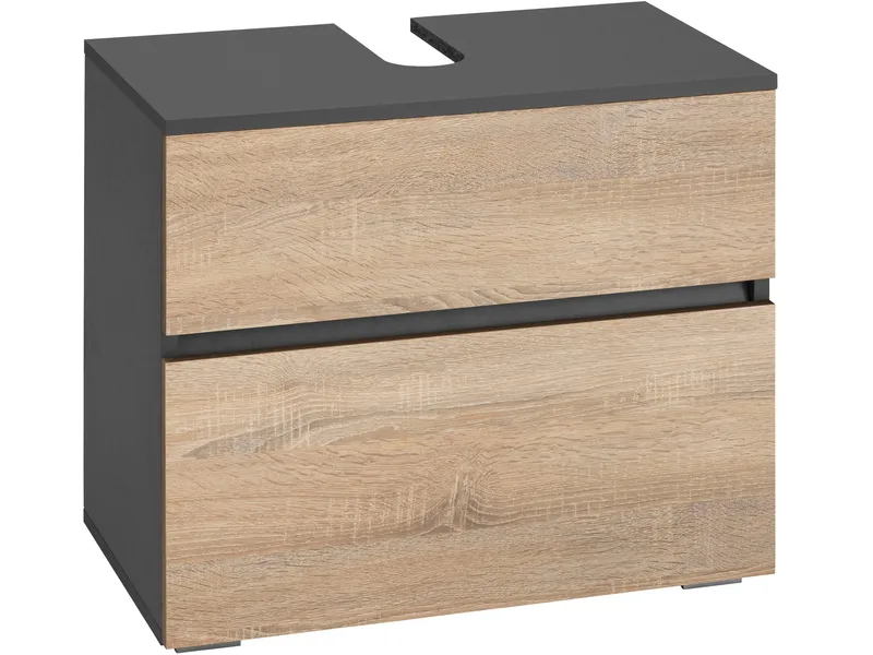 Hudnall Tvättställsskåp 60x35 cm, Antracit/Natur