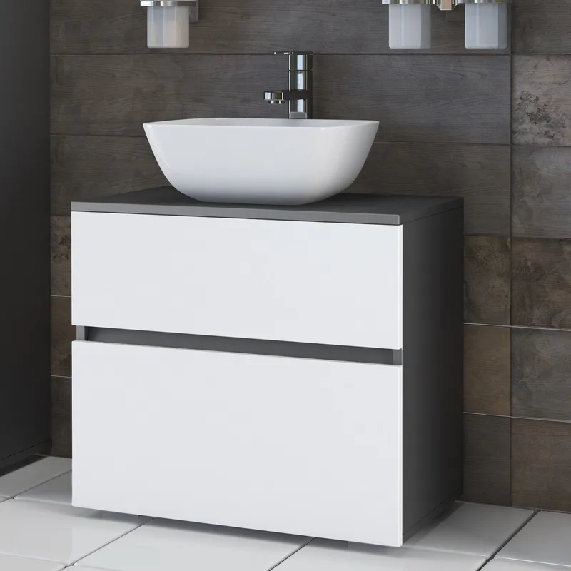 Hudnall Tvättställsskåp 60x35 cm - Antracit/Vit - Förvaring - Badrumsförvaring - Tvättställsskåp & kommod