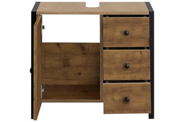 Tvättställ Canford 60 cm - Brun|Svart - Förvaring - Badrumsförvaring - Tvättställsskåp & kommod