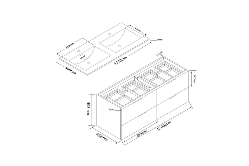 Tvättställsskåp Bathlife Glädje 1200 - Bathlife - Tvättställsskåp & kommod