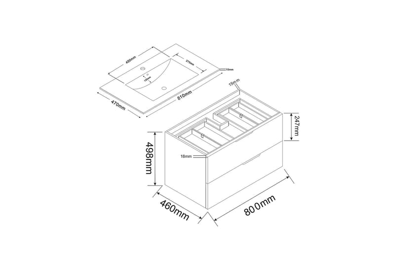 Tvättställsskåp Bathlife Glädje 800 - Bathlife - Tvättställsskåp & kommod