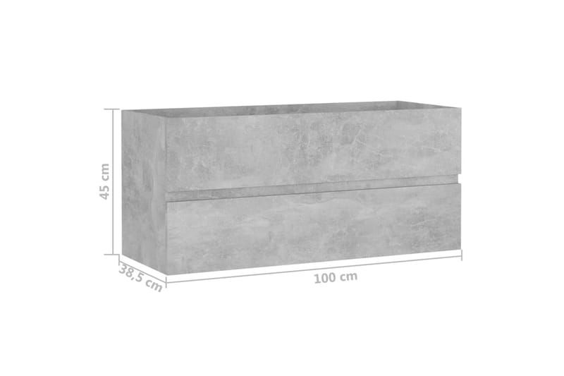 Tvättställsskåp betonggrå 100x38,5x45 cm spånskiva - Grå - Tvättställsskåp & kommod