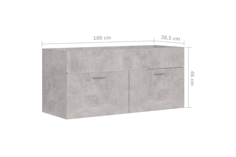 Tvättställsskåp betonggrå 100x38,5x46 cm spånskiva - Grå - Tvättställsskåp & kommod