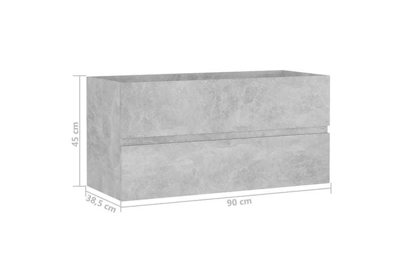 Tvättställsskåp betonggrå 90x38,5x45 cm spånskiva - Grå - Tvättställsskåp & kommod