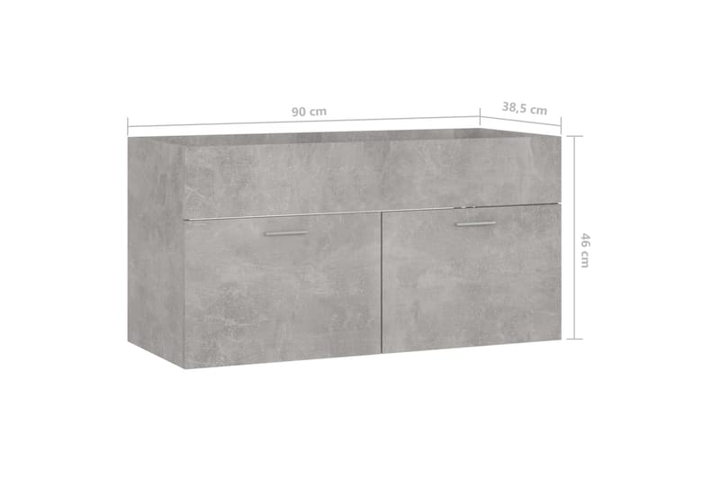 Tvättställsskåp betonggrå 90x38,5x46 cm spånskiva - Grå - Tvättställsskåp & kommod