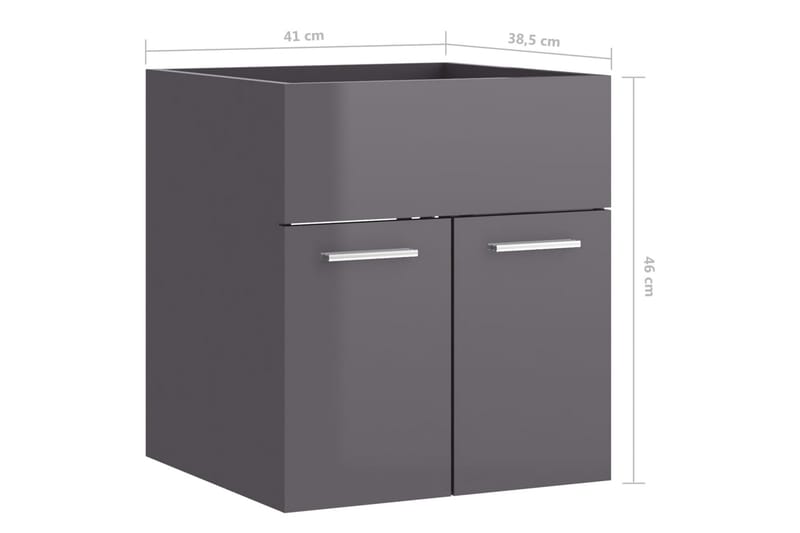 Tvättställsskåp grå högglans 41x38,5x46 cm spånskiva - Grå - Tvättställsskåp & kommod