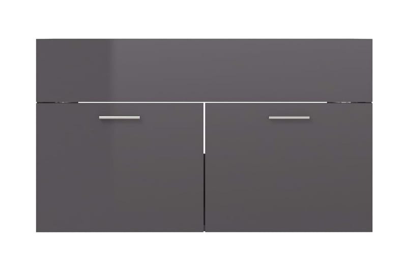 Tvättställsskåp grå högglans 80x38,5x46 cm spånskiva - Grå - Tvättställsskåp & kommod
