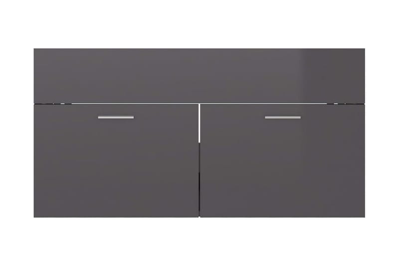 Tvättställsskåp grå högglans 90x38,5x46 cm spånskiva - Grå - Tvättställsskåp & kommod