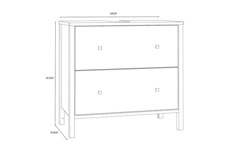 Tvättställsskåp Samkov 35x64 cm 2 Lådor - Vit - Förvaring - Badrumsförvaring - Tvättställsskåp & kommod