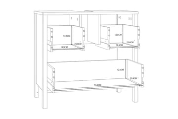 Tvättställsskåp Samkov 35x64 cm 2 Lådor - Vit - Förvaring - Badrumsförvaring - Tvättställsskåp & kommod
